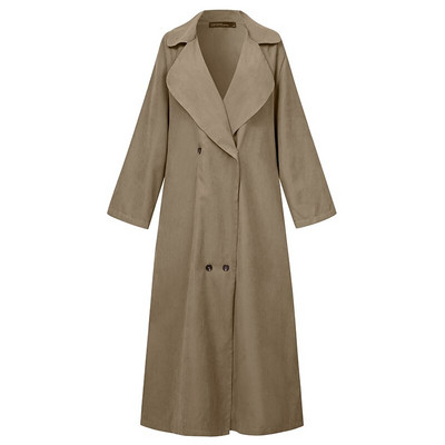 ZANZEA 2022 Fashion Μονόχρωμα Γυναικεία Maxi Μπουφάν Casual Παλτό Πέτο με διπλό στήθος Γυναικεία μακρυμάνικα παλτό υπερμεγέθη