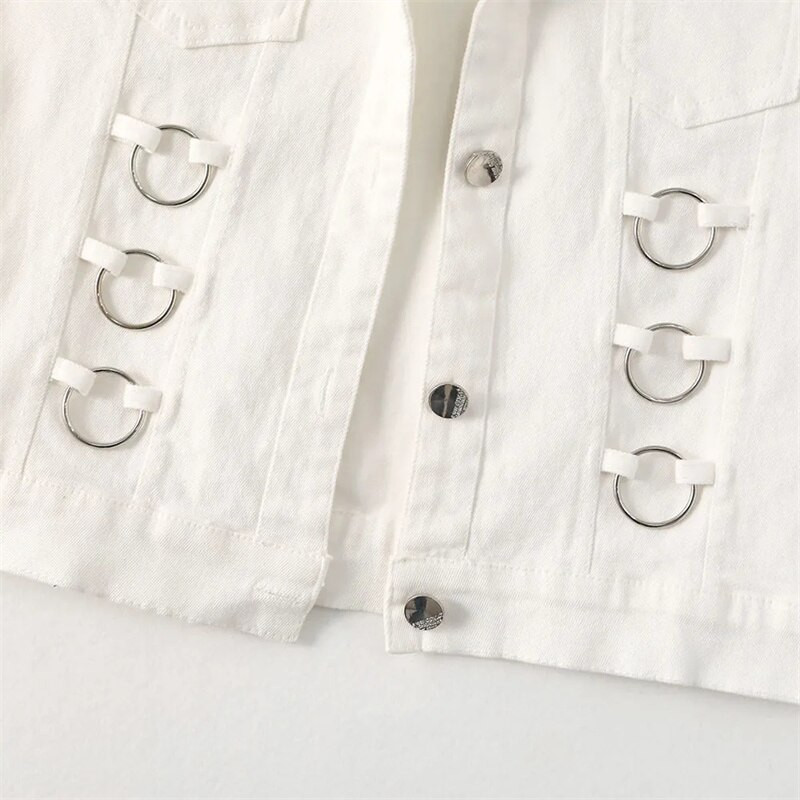 2022. gada jauna balta džinsa veste sievietēm Džinsi Veste Sieviešu ikdienas jaka bez piedurknēm Sieviešu veste ar vienrindu kabatu S-5XL