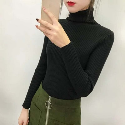 Rudens ziemas džemperis sievietēm ar augstu kakla izgriezumu, tievs džemperis Trikotāžas apģērbs Kašmira džemperi Sieviešu balti topi Modes džemperis