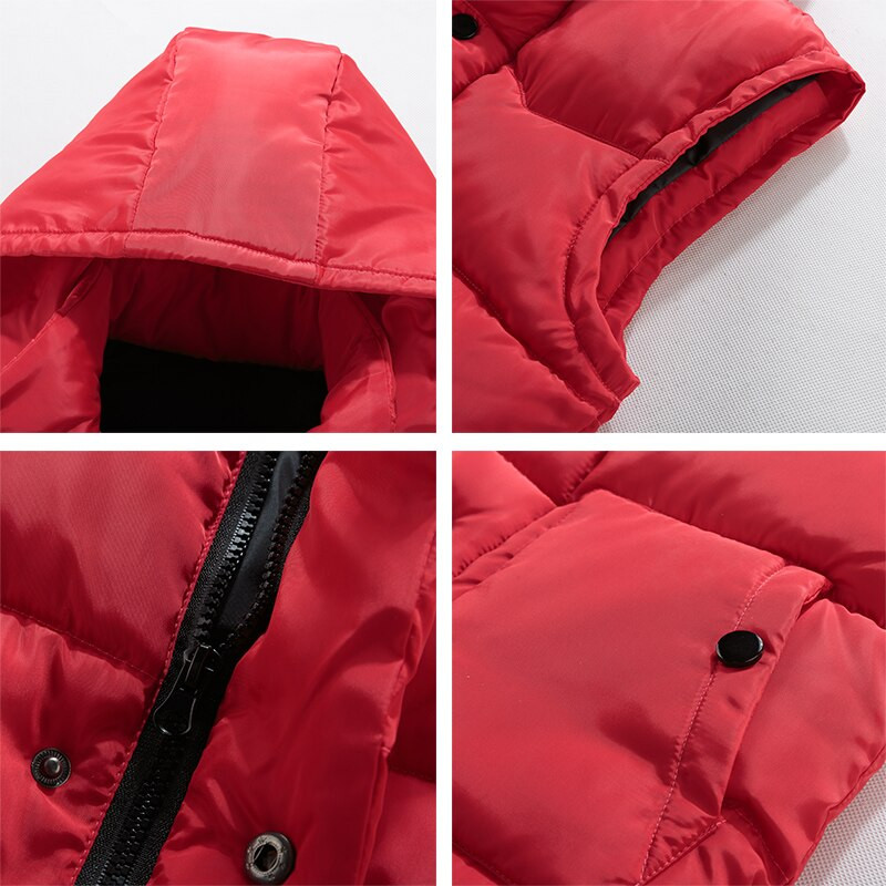 Lusumily sieviešu kapuces veste ziemas silta bieza ikdienas vējjaka vienkrāsains sarkana bezpiedurkņu jaka Sieviešu klasiskā veste