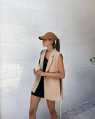 Sieviešu veste ar vienu pogu, xikom 2021. gada vasara, sieviešu gadījuma rakstura haki, sānu griezums, V kakla veste, sieviešu elegants tops