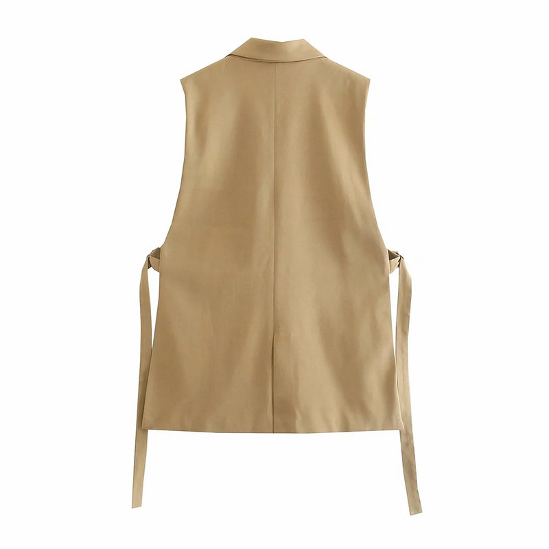 Sieviešu veste ar vienu pogu, xikom 2021. gada vasara, sieviešu gadījuma rakstura haki, sānu griezums, V kakla veste, sieviešu elegants tops