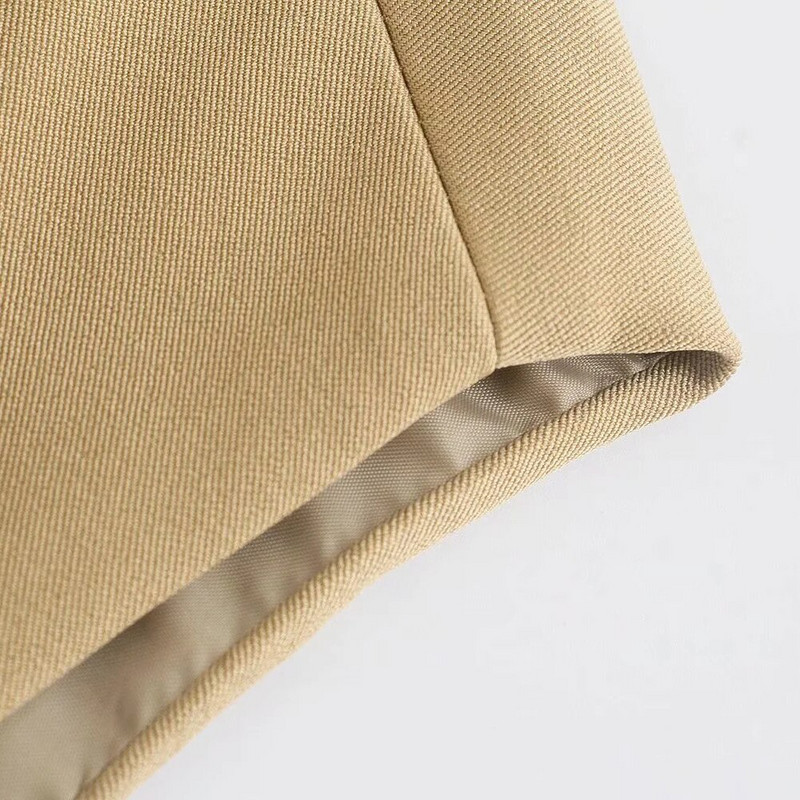 Sieviešu veste ar vienu pogu, xikom 2021. gada vasara, sieviešu gadījuma rakstura haki, sānu griezums, V kakla veste, sieviešu elegants tops