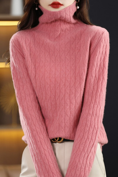 Džemper od kašmira Ženski pleteni džemperi 100% merino vuna dolčevita pulover dugih rukava Jesen Zimska odjeća Vintage džemper