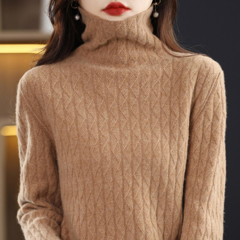 Džemper od kašmira Ženski pleteni džemperi 100% merino vuna dolčevita pulover dugih rukava Jesen Zimska odjeća Vintage džemper