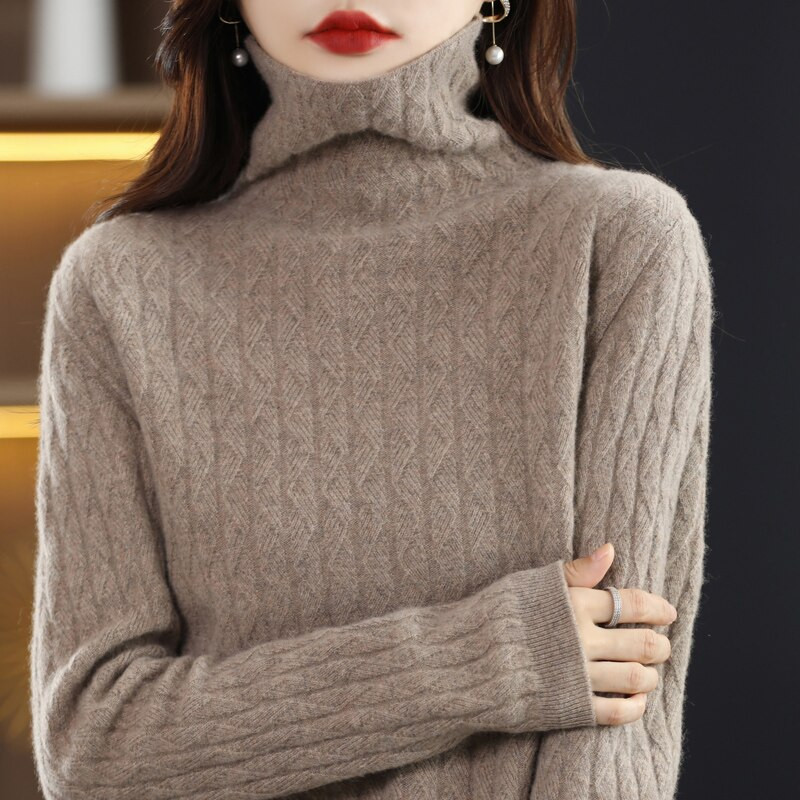 Džemper od kašmira Ženski pleteni džemperi 100% merino vuna dolčevita pulover dugih rukava Jesen Zimska odjeća Vintage džemper