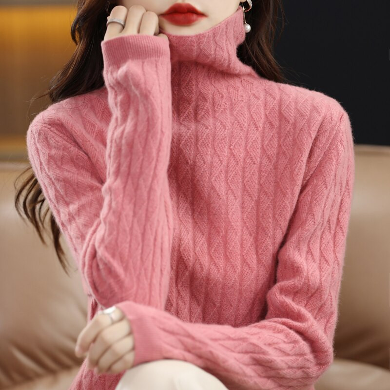 Džemper od kašmira Ženski pleteni džemperi 100% merino vuna dolčevita pulover dugih rukava Jesen Zimska odjeća Vintage džemper