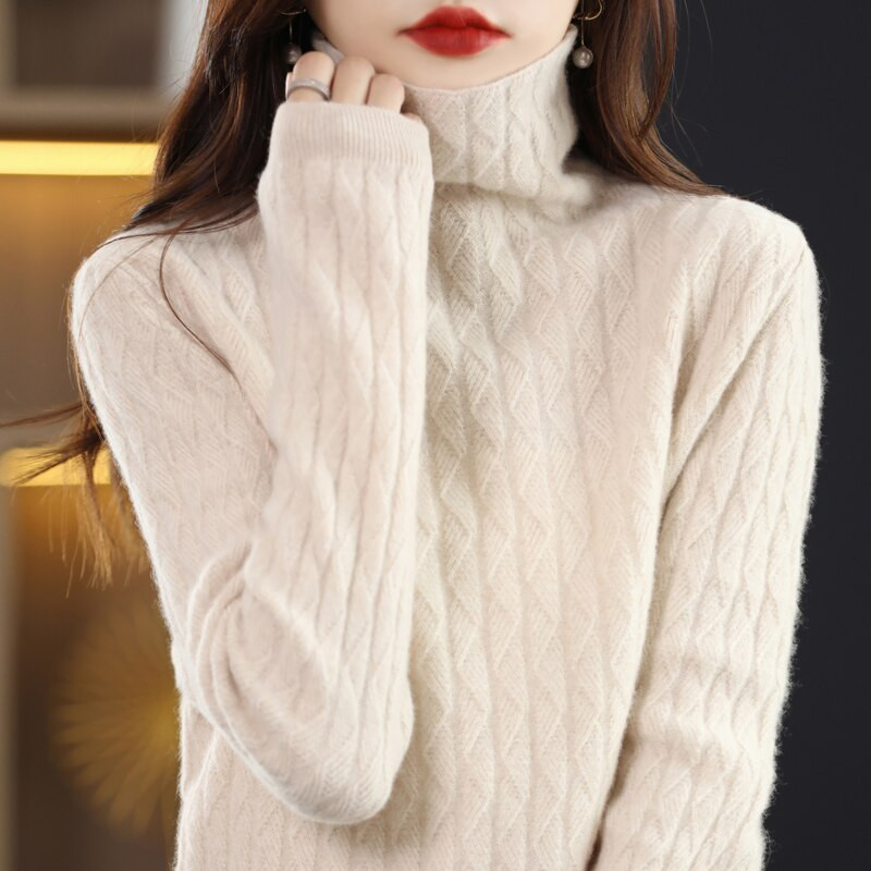 Džemper od kašmira Ženski pleteni džemperi 100% merino vuna dolčevita pulover dugih rukava Jesen Zimska odjeća Vintage džemper
