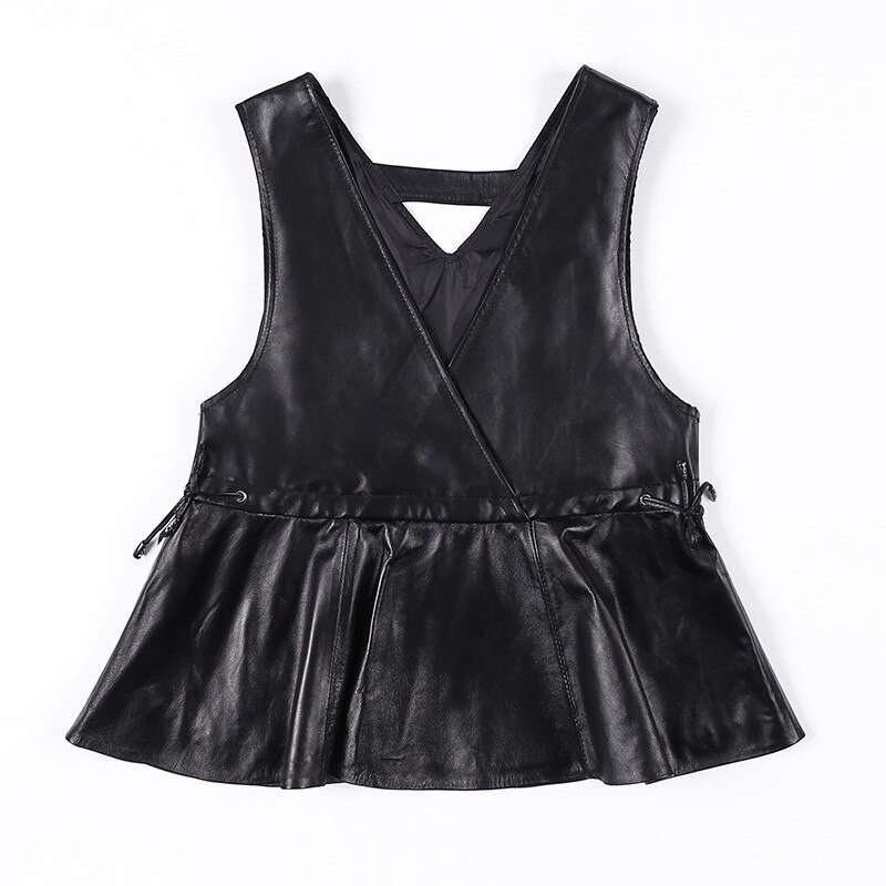 Novi seksi kožni prsluk za 2021., ženski kaput s V izrezom A kroja, tanka Party Club elegantna jakna bez rukava Feminino