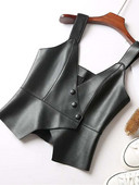 Γιλέκα Γυναικεία Κορεάτικη μόδα Streetwear Crop Αμάνικα Εξωτερικά ρούχα Φθινοπωρινό ασύμμετρο πάρτι Unisex Κορεάτικο στυλ Γυναικεία κορίτσια Y6977