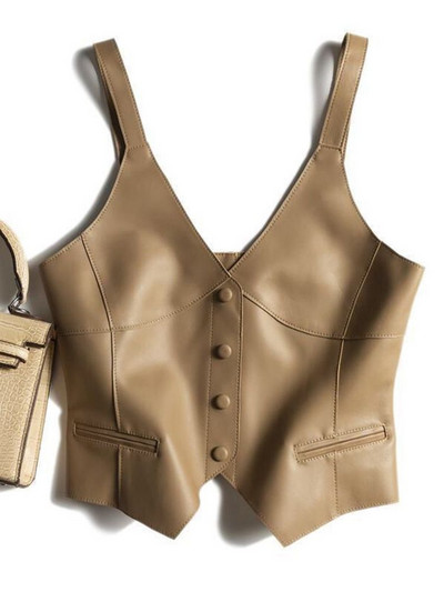 Γιλέκα Γυναικεία Κορεάτικη μόδα Streetwear Crop Αμάνικα Εξωτερικά ρούχα Φθινοπωρινό ασύμμετρο πάρτι Unisex Κορεάτικο στυλ Γυναικεία κορίτσια Y6977