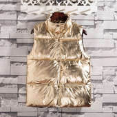 Br New Zlatno srebrna ženska zimska jakna bez rukava par modela donji pamučni prsluk ženski i muški prsluk Chaleco hombre y mujer