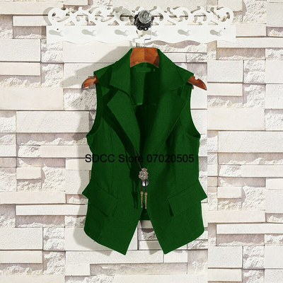 Γυναικείο γιλέκο Vintage αμάνικο σακάκι πέτο Μόδα casual μαύρο παλτό Jaqueta Feminina