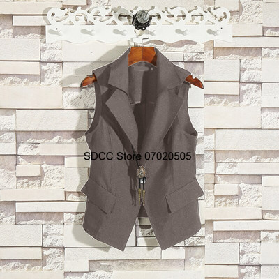 Γυναικείο γιλέκο Vintage αμάνικο σακάκι πέτο Μόδα casual μαύρο παλτό Jaqueta Feminina
