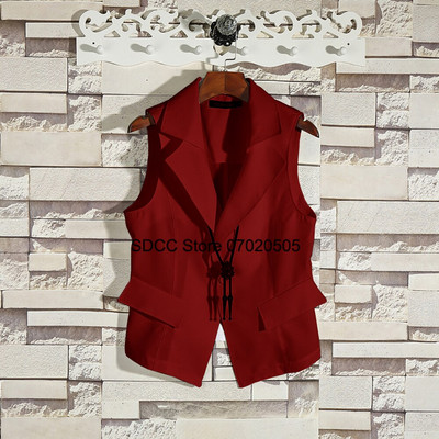 Γυναικείο γιλέκο Vintage αμάνικο σακάκι πέτο Μόδα casual μαύρο παλτό Jaqueta Feminina