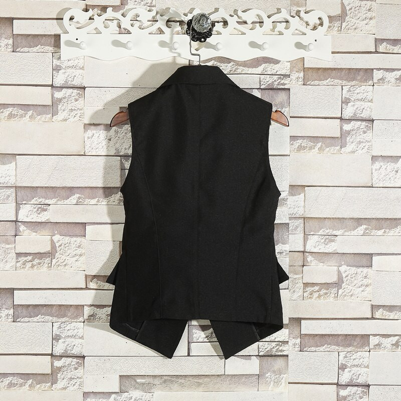 Γυναικείο γιλέκο Vintage αμάνικο σακάκι πέτο Μόδα casual μαύρο παλτό Jaqueta Feminina
