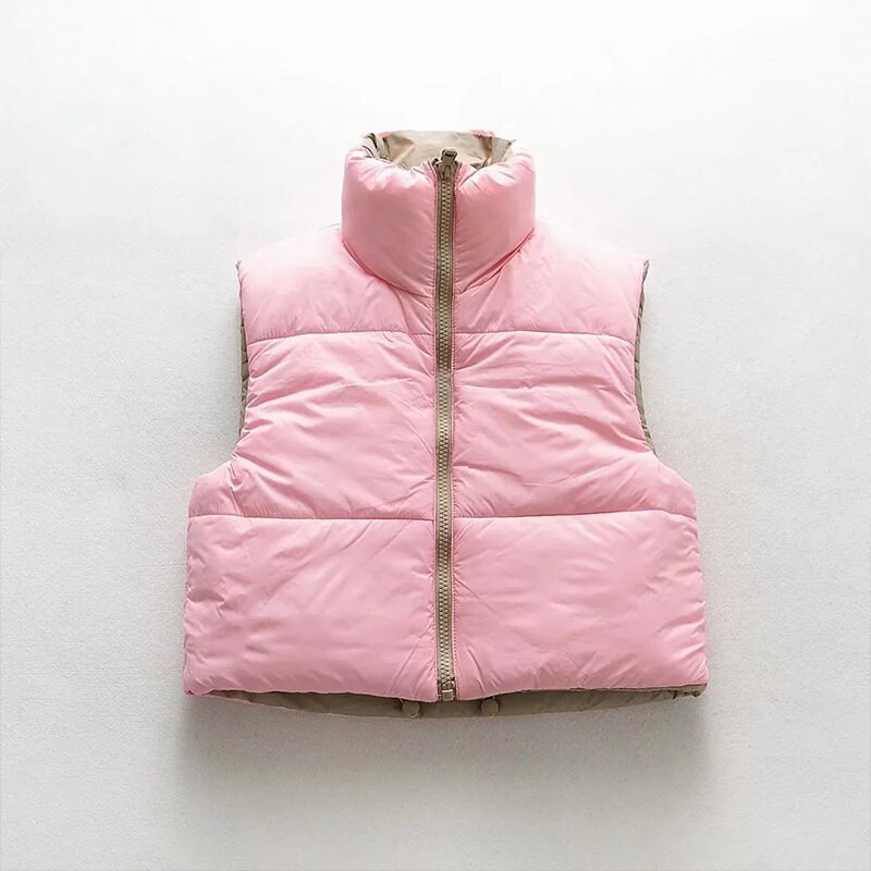 Sieviešu veste Parkas Jakas Ziemas silts mētelis Modes veste Ārdrēbes Solīds bez piedurknēm Sieviešu Ielu apģērbi Rāvējslēdzēja mētelis TRF