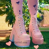 Σχεδιασμός μάρκας Cool Block Μεγάλης ποιότητας Μεγάλο μέγεθος 43 Γοτθικού στιλ Πλατφόρμα Γυναικείες μπότες Μόδα Casual άνετα γυναικεία παπούτσια Μπότες αστραγάλου