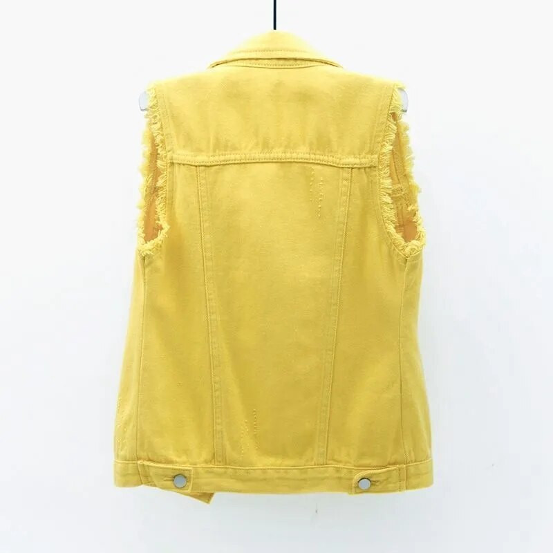 Konfektes krāsas džinsa veste sievietēm 2021. gada pavasara un rudens jaunā stila korejiešu versija neapstrādātas malas jakas vestes sievietēm