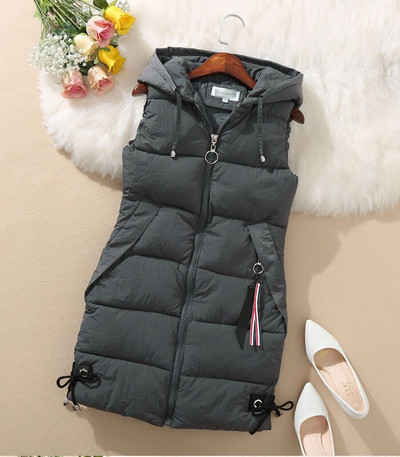 Γυναικείο γιλέκο Brieuces Χειμερινό τζάκετ Παλτό με κουκούλα Ζεστό καθημερινό βαμβακερό γιλέκο Γυναικείο λεπτό αμάνικο γιλέκο