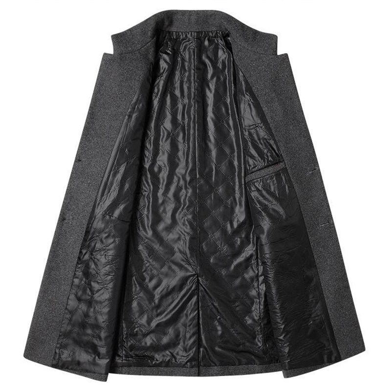 Ziemas jakas Vīriešu vilnas mēteļi vienkrāsaini Augstas kvalitātes ielu apģērbi Biezi biznesa vilnas mēteļi Vīriešu apģērbi Virsdrēbes AF2811