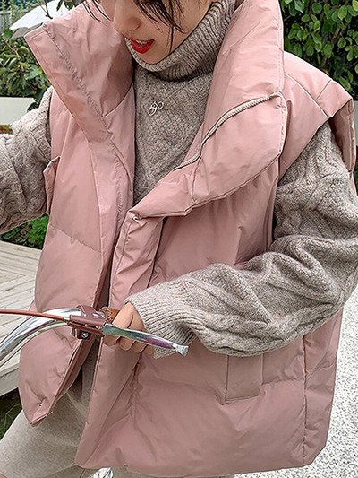 Prsluk pufer jakna Ženske zimske tople prsluci Ženski samostojeći ovratnik Modni kaput Ženski labavi oversize Outwear Colete Feminino