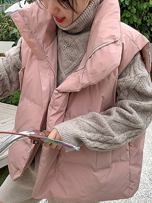 Prsluk pufer jakna Ženske zimske tople prsluci Ženski samostojeći ovratnik Modni kaput Ženski labavi oversize Outwear Colete Feminino