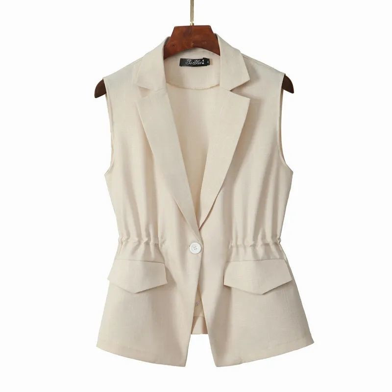 Klasični ženski kratki blejzer prsluk Elegantni uredski ženski kaput Ženski prsluk Ležerna odijela Jakna bez rukava Gornja odjeća s džepovima E19