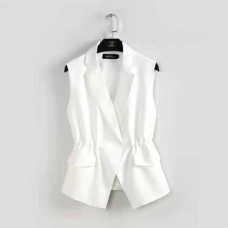Klasični ženski kratki blejzer prsluk Elegantni uredski ženski kaput Ženski prsluk Ležerna odijela Jakna bez rukava Gornja odjeća s džepovima E19