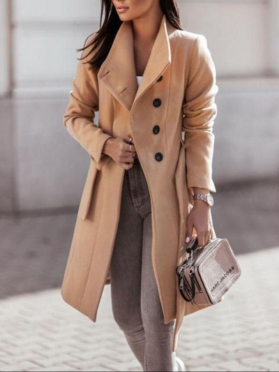 Univerzális kabát női koreai divat 2022 őszi gombos elülső öves kabát alkalmi elegáns, nagy méretű kötött kabát