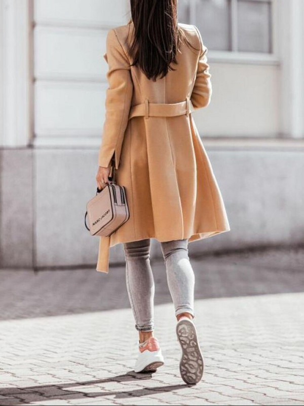 Univerzális kabát női koreai divat 2022 őszi gombos elülső öves kabát alkalmi elegáns, nagy méretű kötött kabát