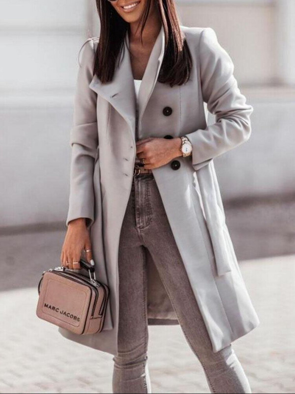 Univerzális kabát női koreai divat 2022 őszi gombos elülső öves kabát alkalmi elegáns, nagy méretű kötött kabát