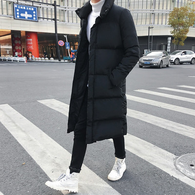 Férfi téli dzseki Férfi kabát egyszínű Férfi Parka Hosszú Meleg Parka Meleg Férfi Vastag Vékony Felsőruházat 4XL Fekete