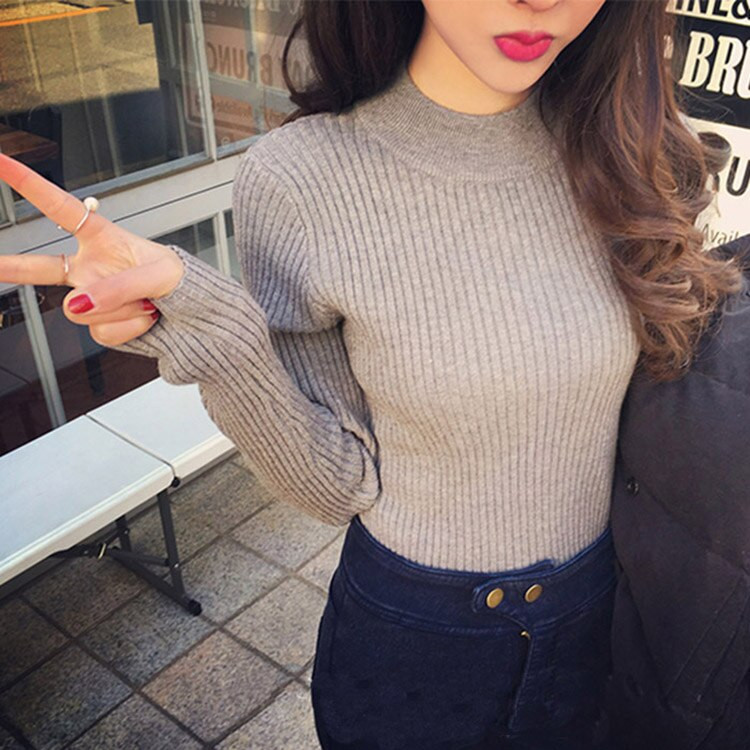 Jesen i zima Ženski džemperi Modni lažni dolčeviti Kompjuterski pleteni jednobojni ženski džemperi Tanki ležerni ženski džemperi