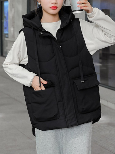 AZYT pamučno podstavljeni ženski prsluk 2022. Zimske jakne bez rukava s kapuljačom Ženski topli, deblji prsluk otporan na vjetar za žene