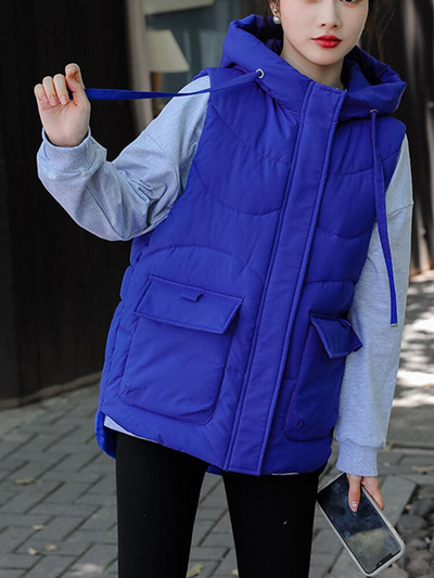 AZYT pamučno podstavljeni ženski prsluk 2022. Zimske jakne bez rukava s kapuljačom Ženski topli, deblji prsluk otporan na vjetar za žene