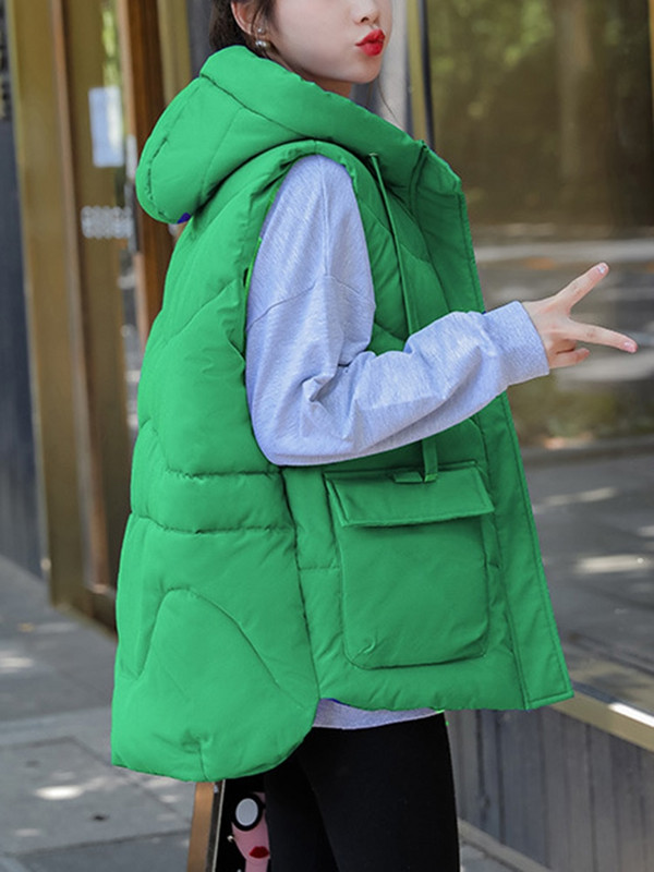 AZYT pamučno podstavljeni ženski prsluk 2022. Zimske jakne bez rukava s kapuljačom Ženski topli, deblji prsluk otporan na vjetar za žene