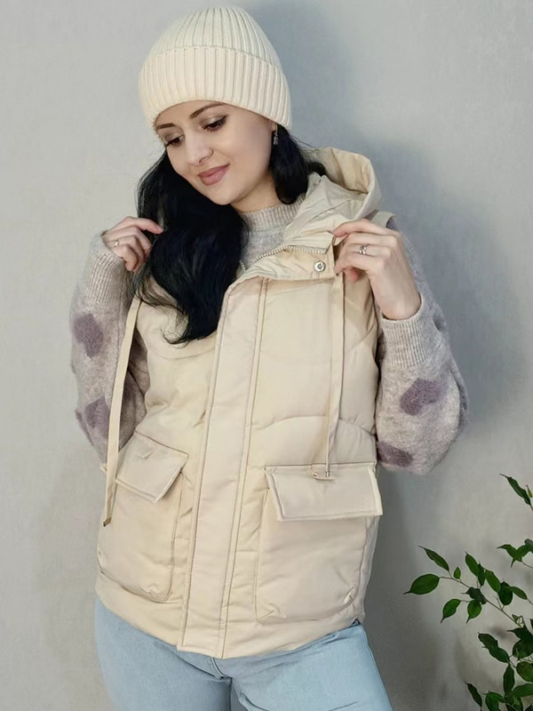 AZYT pamučno podstavljeni ženski prsluk 2022. Zimske jakne bez rukava s kapuljačom Ženski topli, deblji prsluk otporan na vjetar za žene