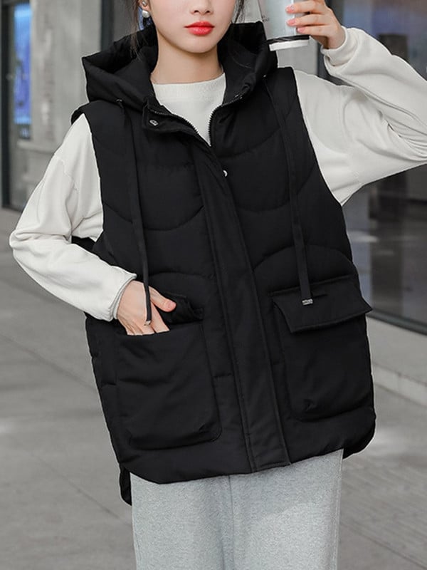 AZYT pamučno podstavljeni ženski prsluk 2022. Zimske jakne bez rukava s kapuljačom Ženski topli, deblji prsluk otporan na vjetar za žene