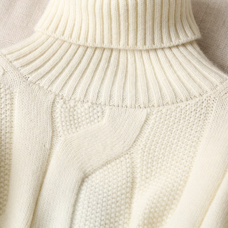 Maxdutti Zimski džemperi Ženski modni puloveri za uredske dame u Engleskoj Vintage Ženski široki džemperi s dolčevitom