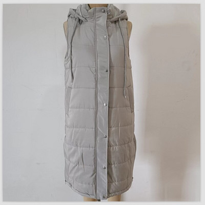 Vidēja garuma kokvilnas apģērba veste Slim Fit Elegant 2022. gada sieviešu vienkrāsains ar kapuci, vienrindas jakas mētelis, augšējā veste Parka