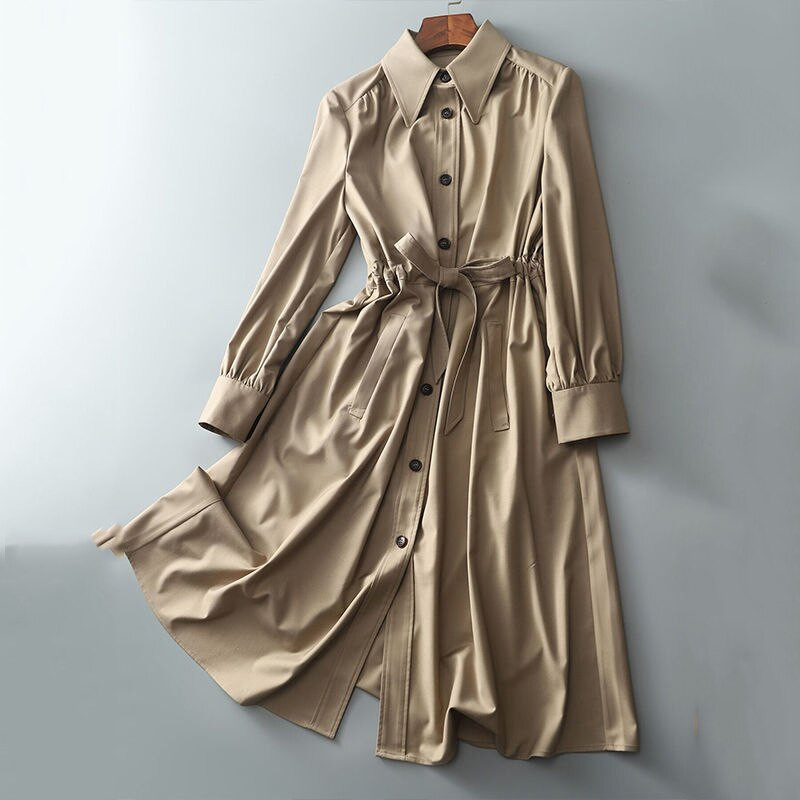 Trenčmētelis Sieviešu universāls Mujer Clean Pamata Jauns Dizains Korejiešu Modes Rudens Vienkrāsains Eleganta Apkakle Mājīgs Ikdienas Karstā Izpārdošana