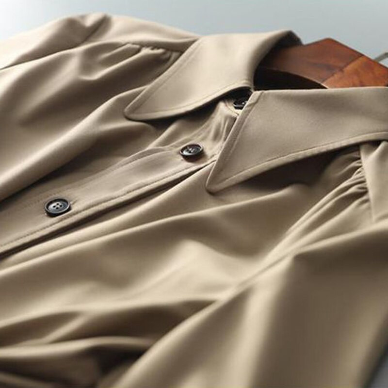 Trenčmētelis Sieviešu universāls Mujer Clean Pamata Jauns Dizains Korejiešu Modes Rudens Vienkrāsains Eleganta Apkakle Mājīgs Ikdienas Karstā Izpārdošana