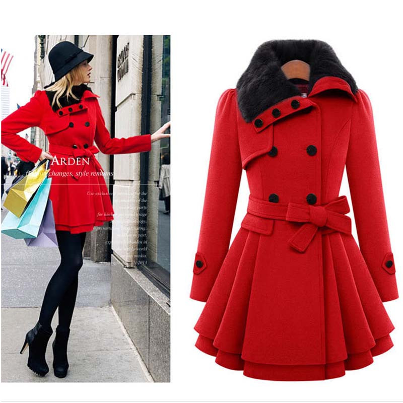 Ženski trenč kaput, zimski dugi rukavi, uska gornja odjeća s dvostrukim kopčanjem i remenom, velika veličina YFX72