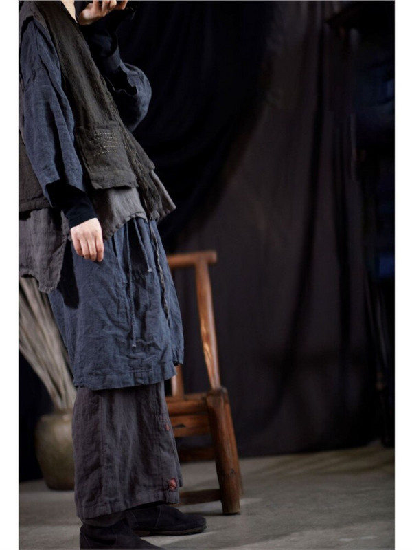 Ženski Proljeće Jesen Lažni 2 komada Prsluci Vanjski prsluk Ženski laneni prsluk Ženski patchwork laneni prsluk