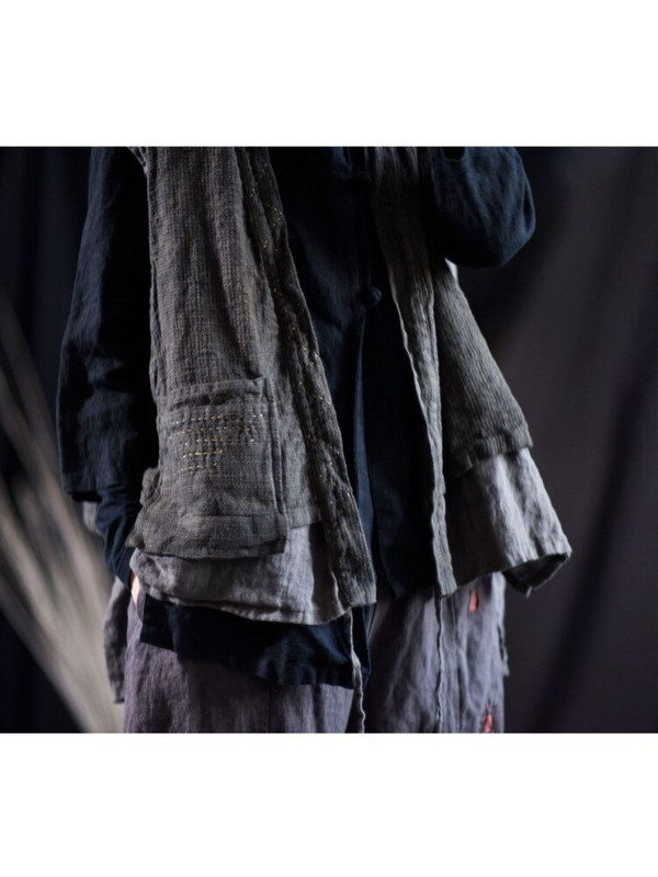 Ženski Proljeće Jesen Lažni 2 komada Prsluci Vanjski prsluk Ženski laneni prsluk Ženski patchwork laneni prsluk