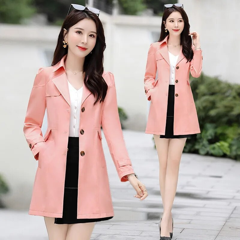 Sieviešu pavasara rudens mētelis, 2022. gada jauns vienrindas garais mētelis, vējjaka sieviešu virsdrēbes, Gabardina Mujer