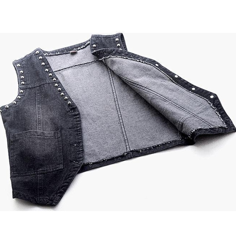 Modni traper prsluk s zakovicama Ženska ulična odjeća s V izrezom Ženski prsluk Ljetni veliki prsluk Traperice Topovi s džepovima Jakna bez rukava