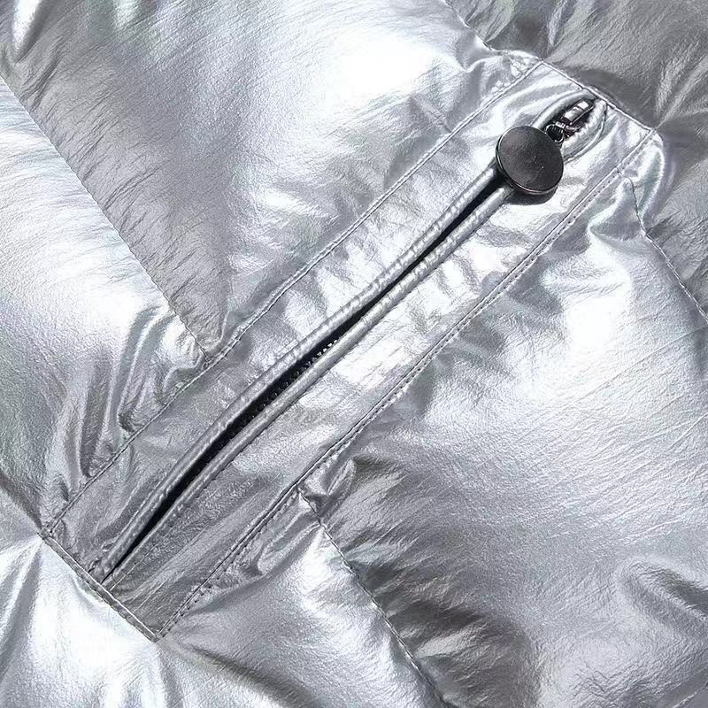 Nova svjetlucava muška kratka zimska ženska jakna s kapuljačom, zadebljana topla i hladnoća otporna na hladnoću, prsluk dugih rukava