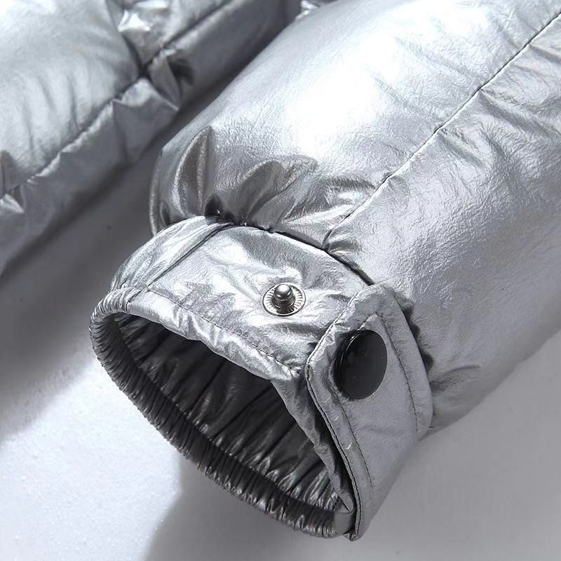 Nova svjetlucava muška kratka zimska ženska jakna s kapuljačom, zadebljana topla i hladnoća otporna na hladnoću, prsluk dugih rukava